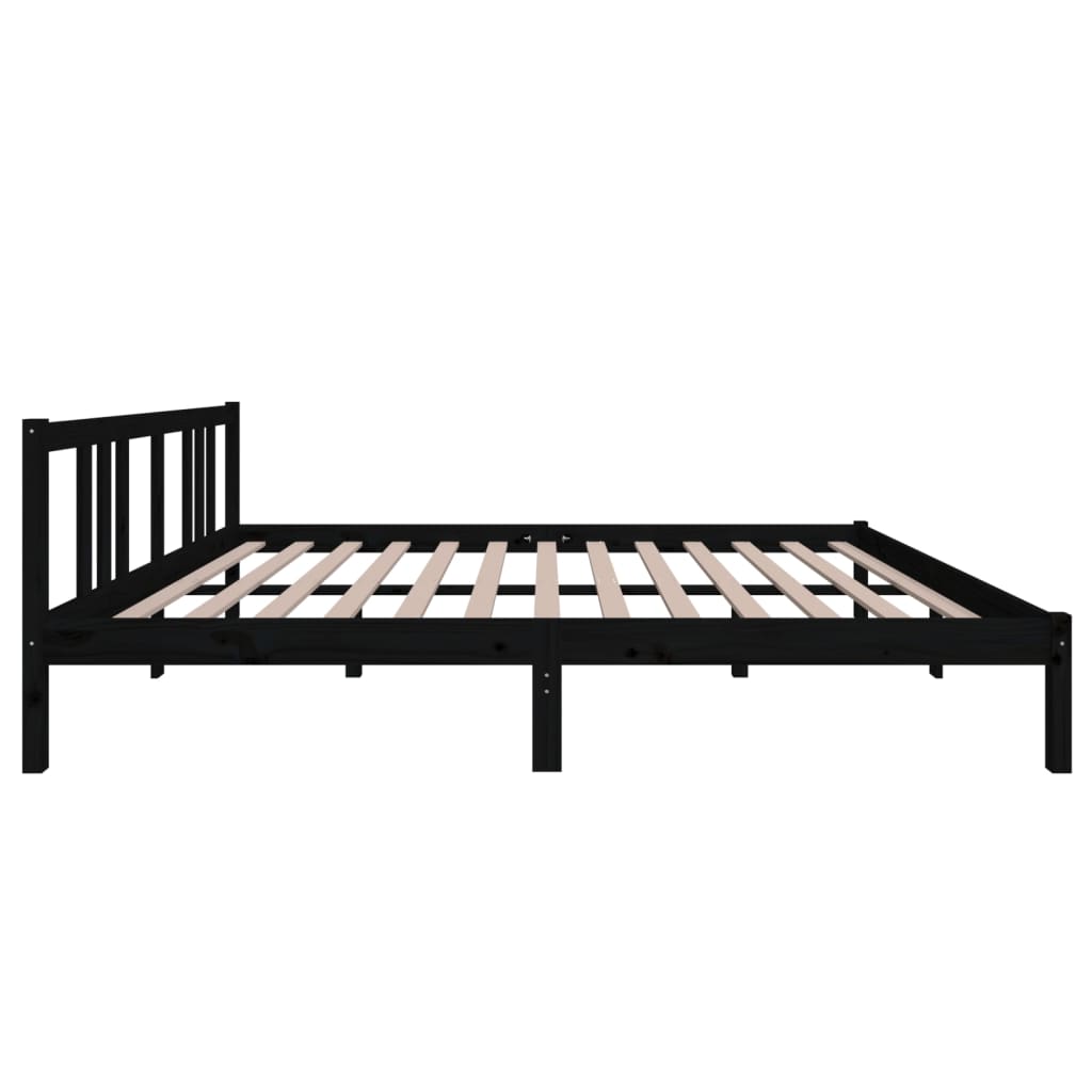 Bed Frame without Mattress Black Solid Wood 160x200 cm