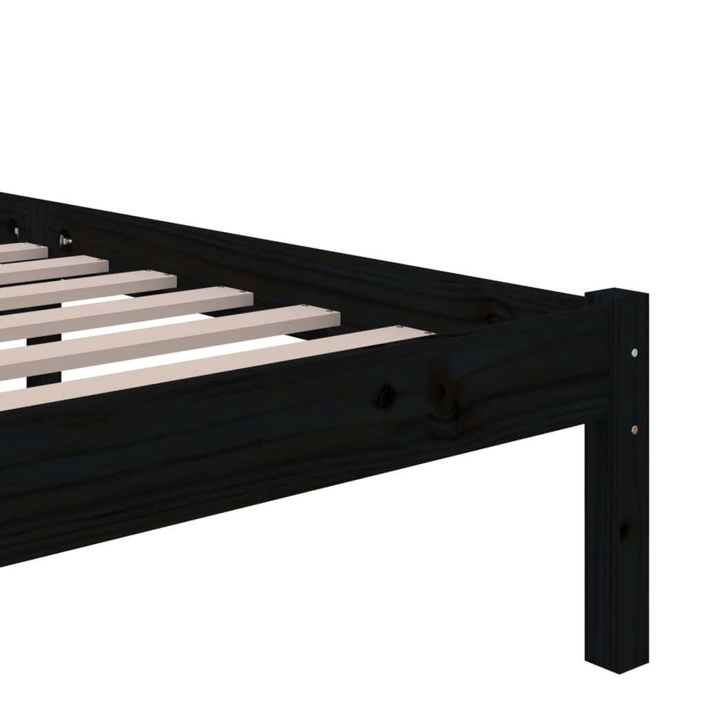 Bed Frame without Mattress Black Solid Wood 160x200 cm