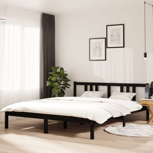 Bed Frame without Mattress Black Solid Wood 160x200 cm