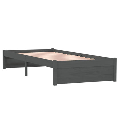 Bed Frame Grey Solid Wood 75x190 cm Small Single