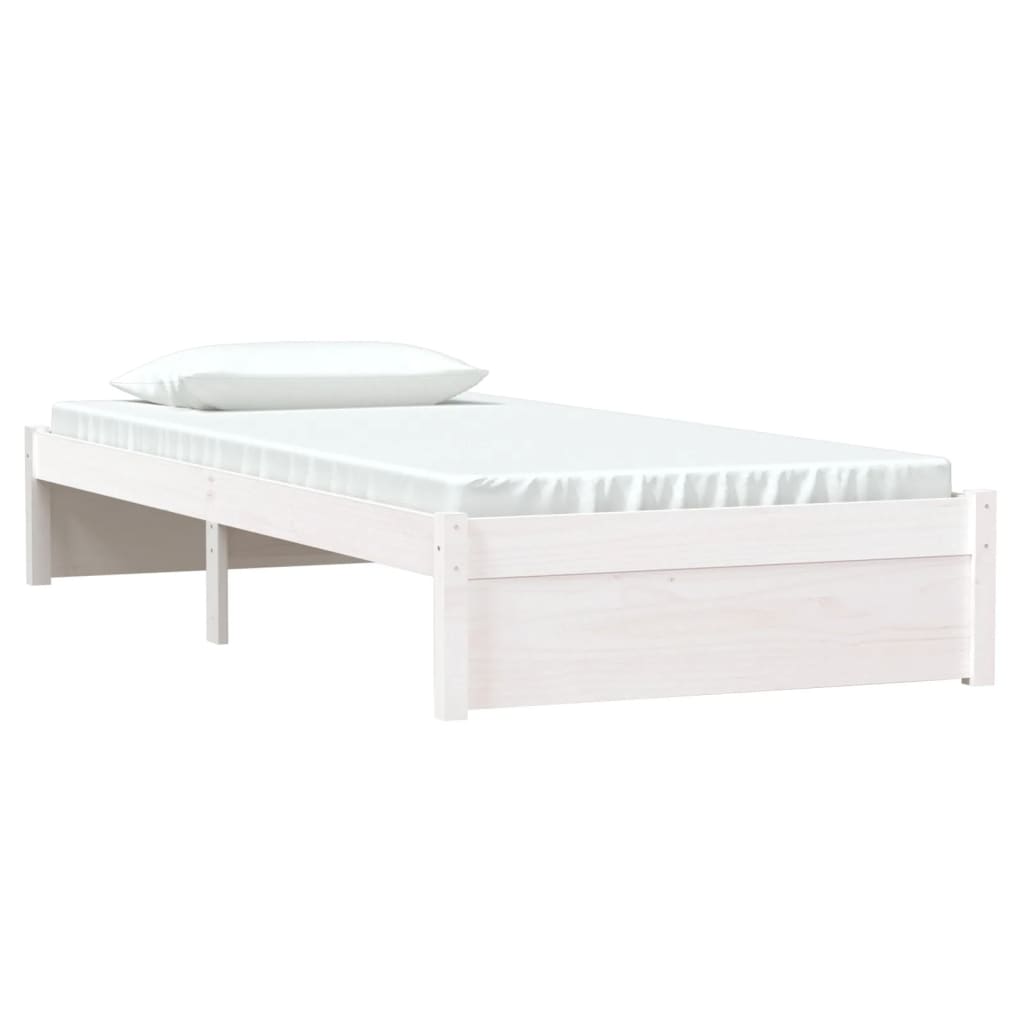 Bed Frame White Solid Wood 90x190 cm Single