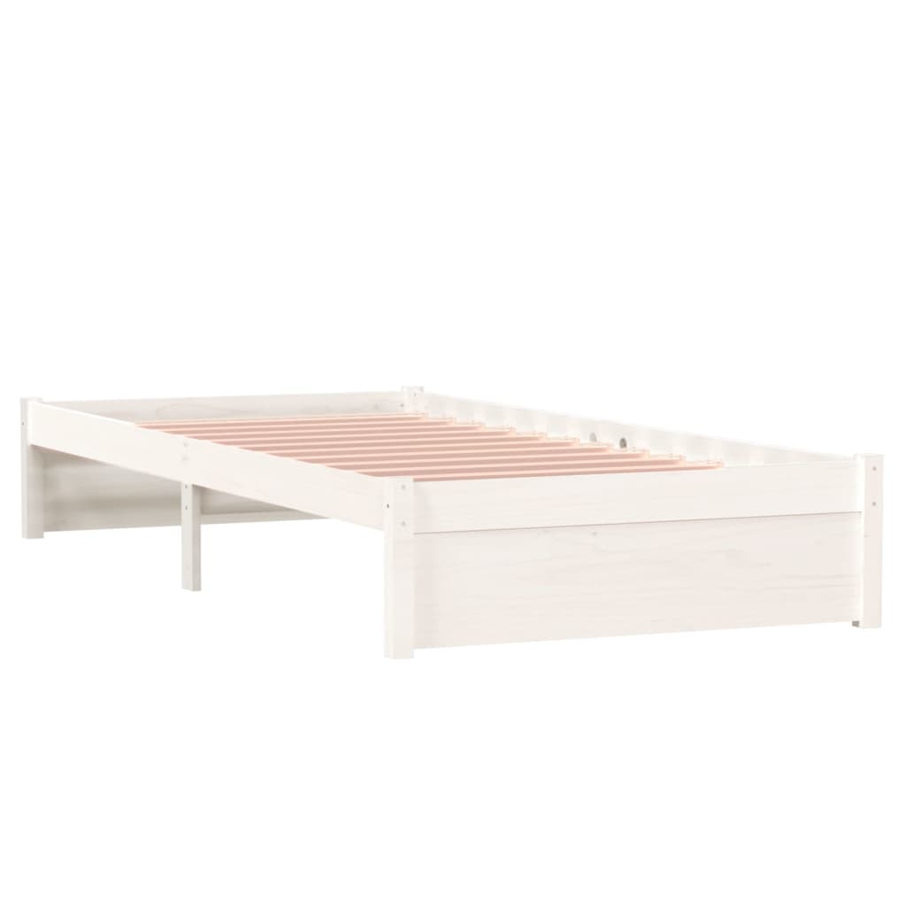 Bed Frame White Solid Wood 90x190 cm Single