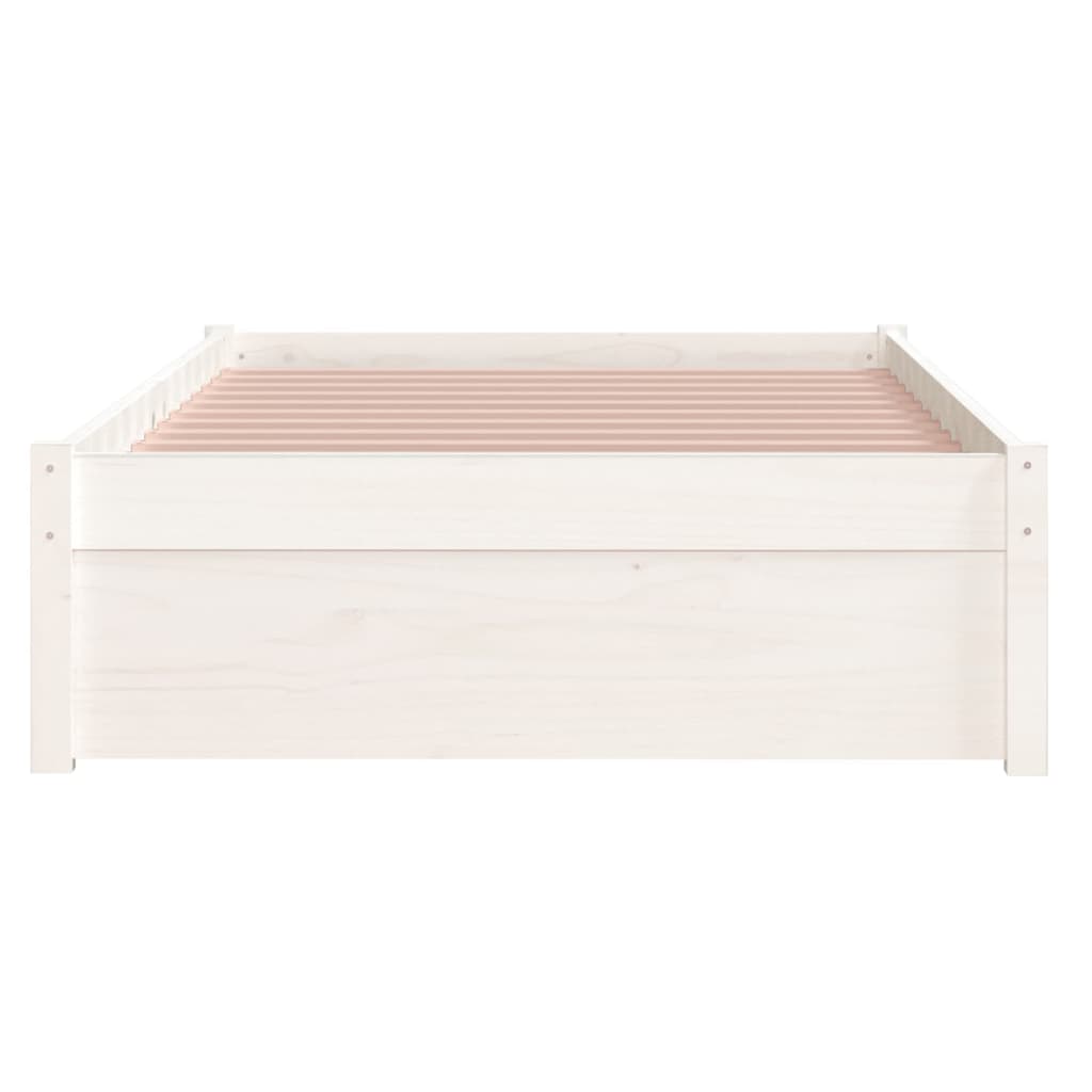 Bed Frame White Solid Wood 90x190 cm Single