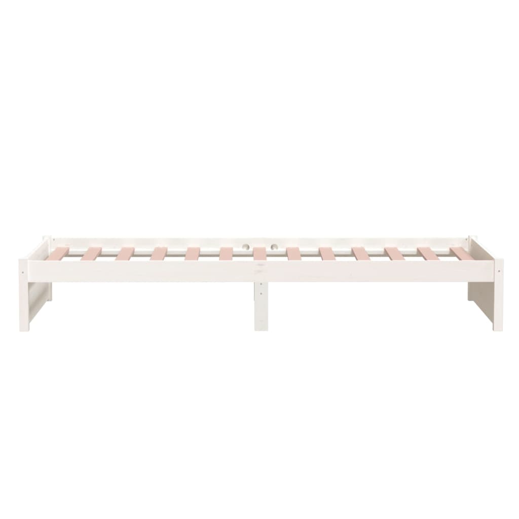 Bed Frame White Solid Wood 90x190 cm Single