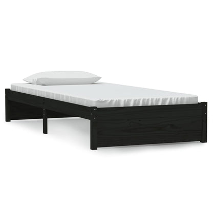 Bed Frame Black Solid Wood 90x190 cm Single