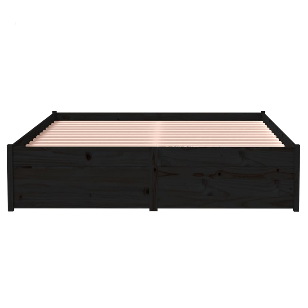 Bed Frame Black Solid Wood 120x190 cm Small Double