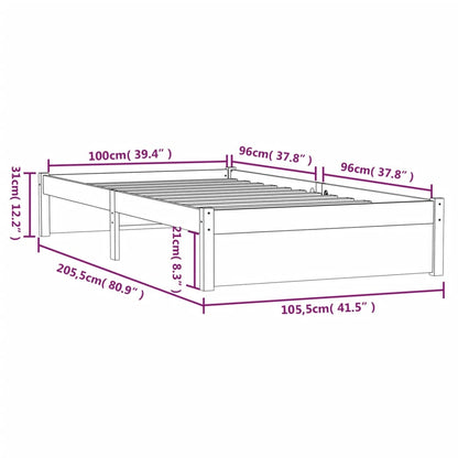 Bed Frame Solid Wood 100x200 cm