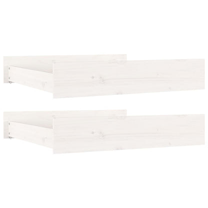 Bed Drawers 2 pcs White Solid Wood Pine