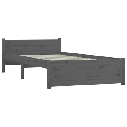 Bed Frame Grey Solid Wood 75x190 cm Small Single