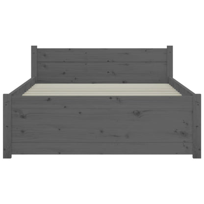 Bed Frame Grey Solid Wood 75x190 cm Small Single