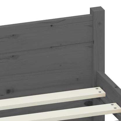 Bed Frame Grey Solid Wood 75x190 cm Small Single