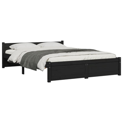 Bed Frame without Mattress Black Solid Wood 135x190 cm Double