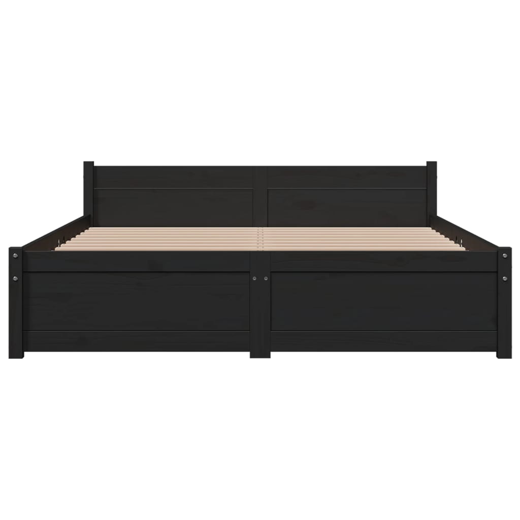 Bed Frame without Mattress Black Solid Wood 135x190 cm Double