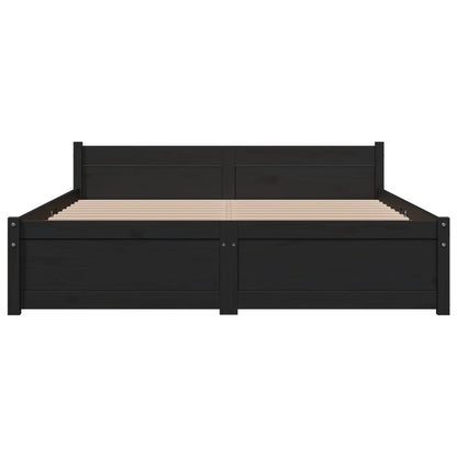 Bed Frame without Mattress Black Solid Wood 135x190 cm Double