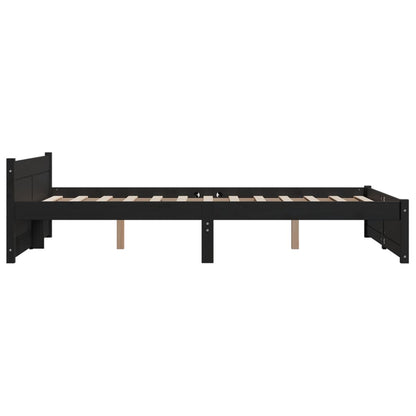 Bed Frame without Mattress Black Solid Wood 135x190 cm Double