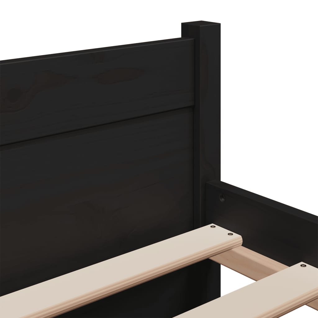 Bed Frame without Mattress Black Solid Wood 135x190 cm Double