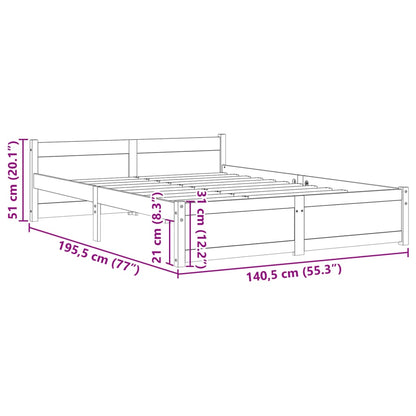 Bed Frame without Mattress Black Solid Wood 135x190 cm Double