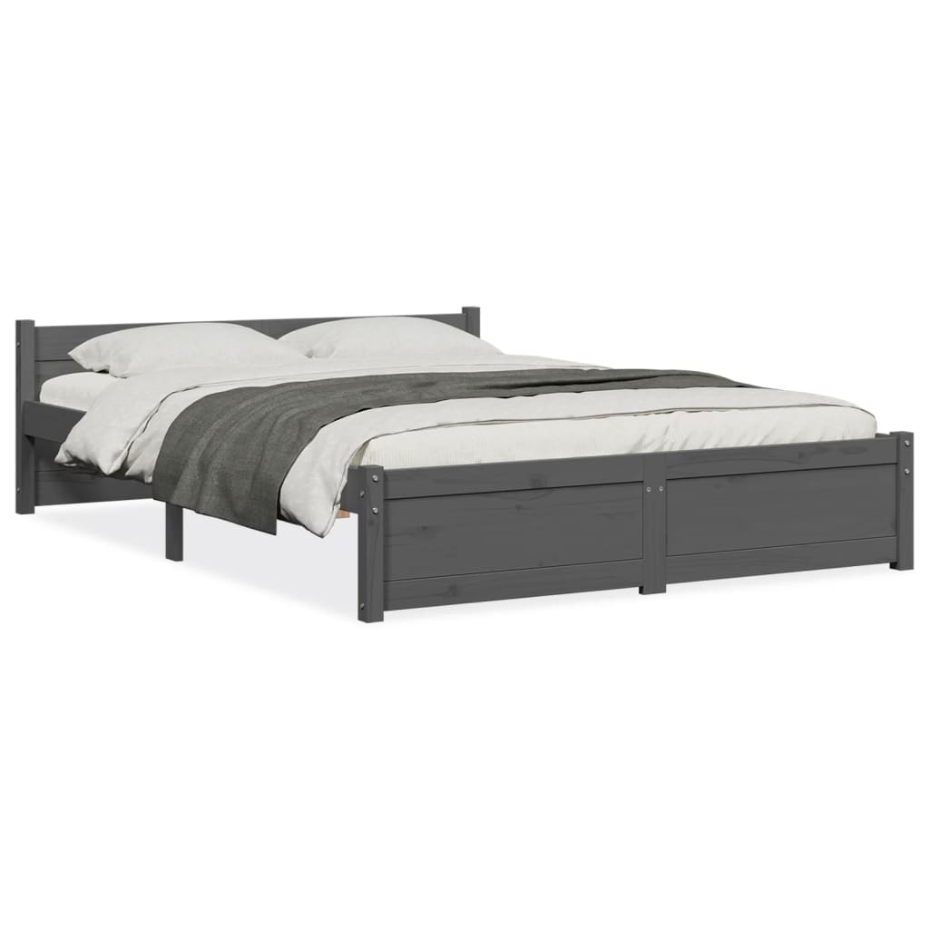 Bed Frame without Mattress Grey Solid Wood 140x190 cm