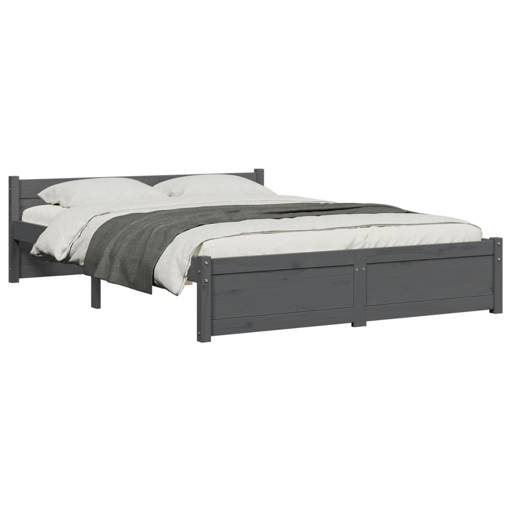 Bed Frame without Mattress Grey Solid Wood 140x190 cm