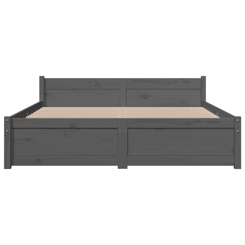 Bed Frame without Mattress Grey Solid Wood 140x190 cm