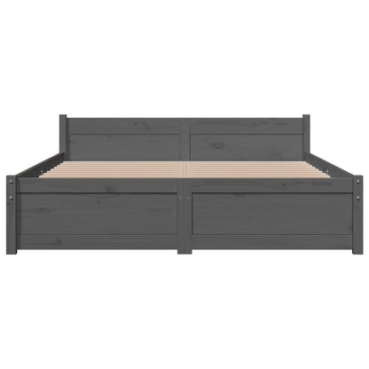 Bed Frame without Mattress Grey Solid Wood 140x190 cm