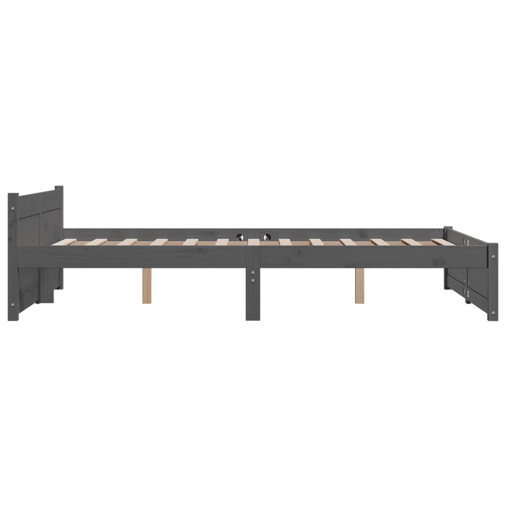 Bed Frame without Mattress Grey Solid Wood 140x190 cm