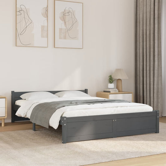 Bed Frame without Mattress Grey Solid Wood 140x190 cm