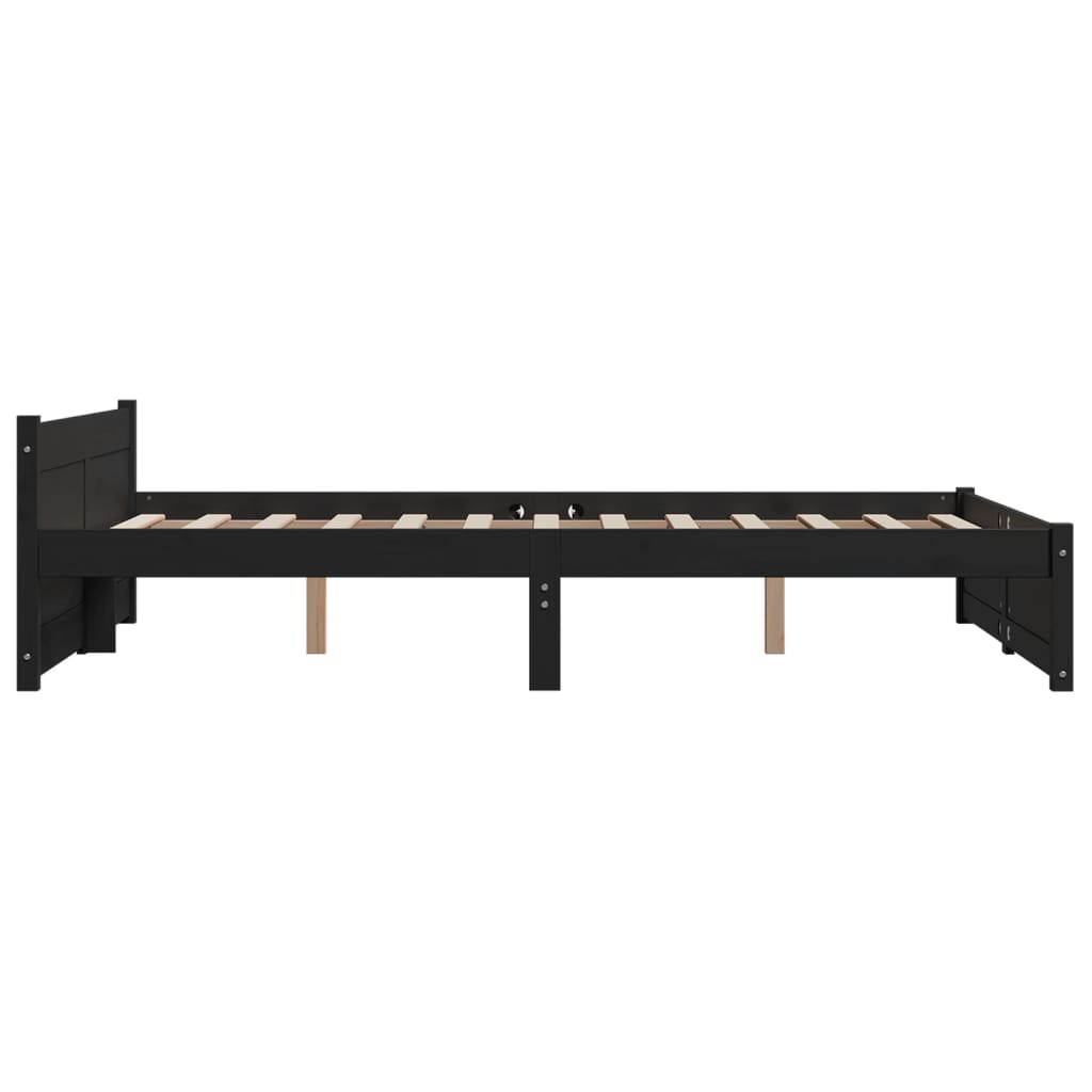 Bed Frame without Mattress Black Solid Wood 140x190 cm