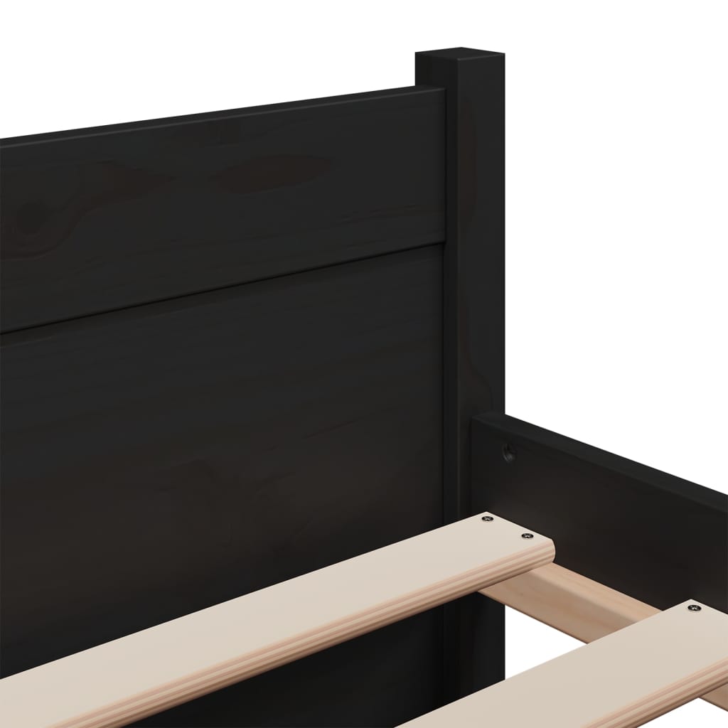 Bed Frame without Mattress Black Solid Wood 140x190 cm