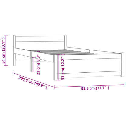 Bed Frame without Mattress Solid Wood 90x200 cm