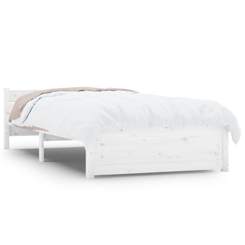 Bed Frame White Solid Wood 90x200 cm