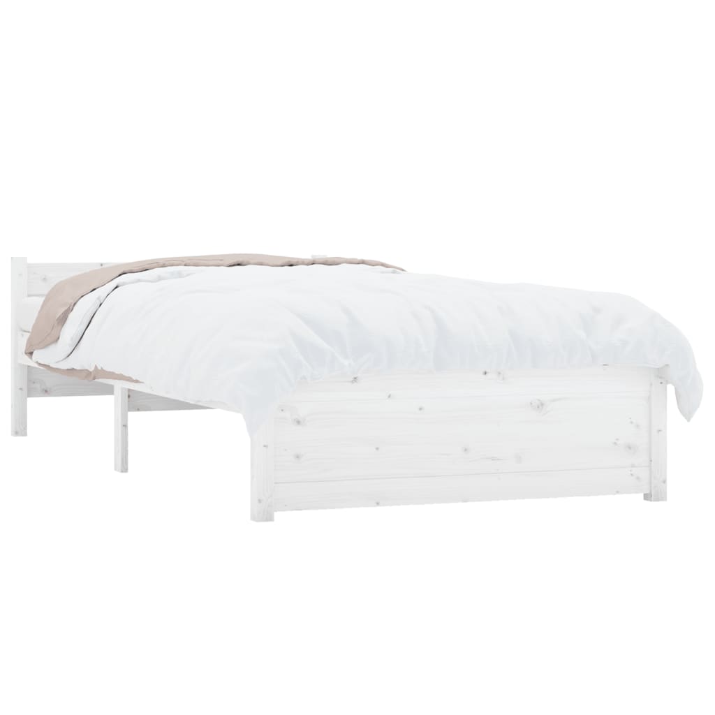 Bed Frame White Solid Wood 90x200 cm