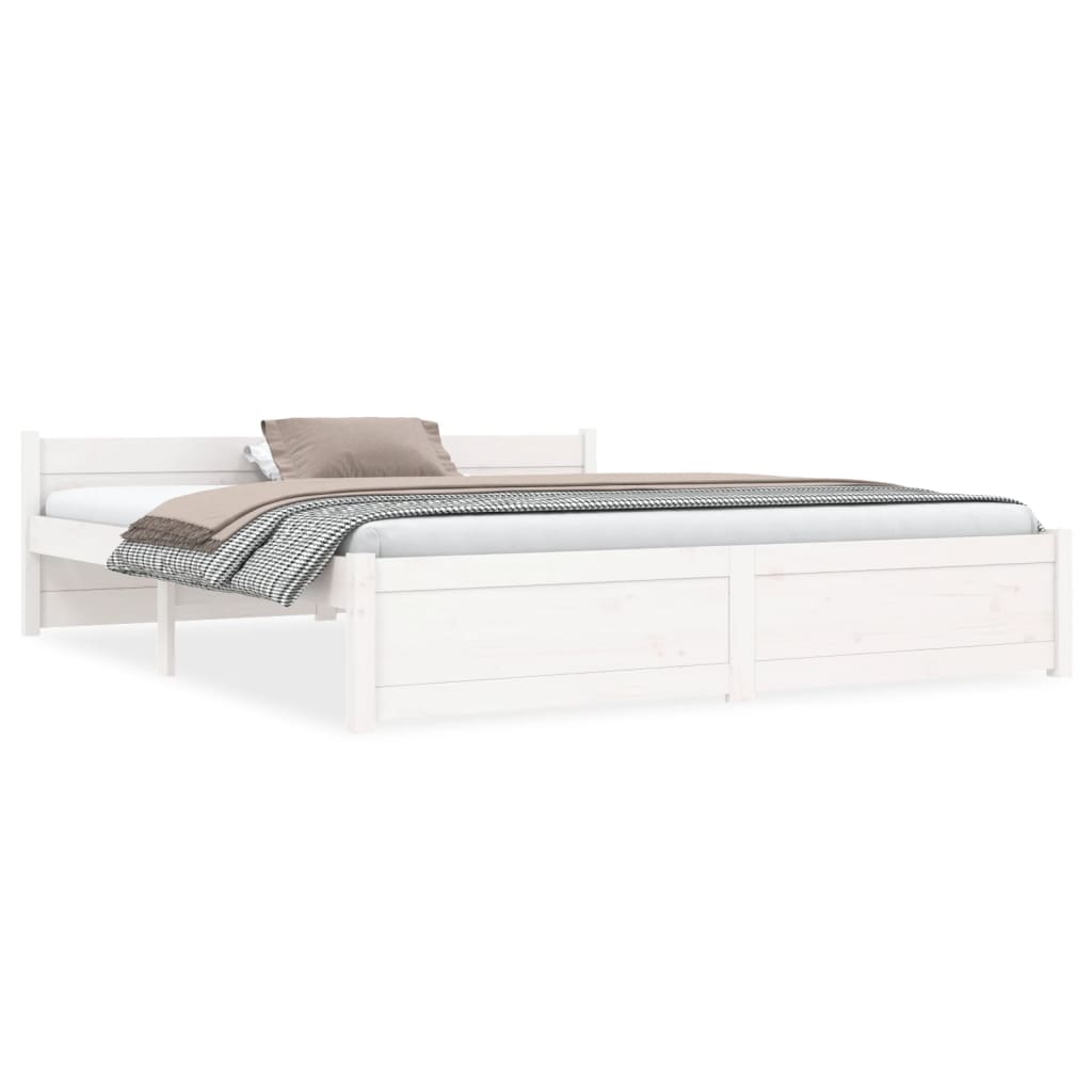 Bed Frame without Mattress White Solid Wood 150x200 cm King Size