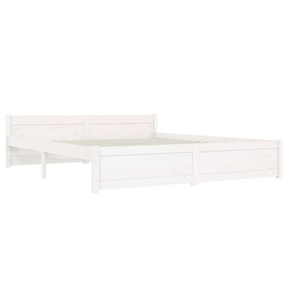 Bed Frame without Mattress White Solid Wood 150x200 cm King Size