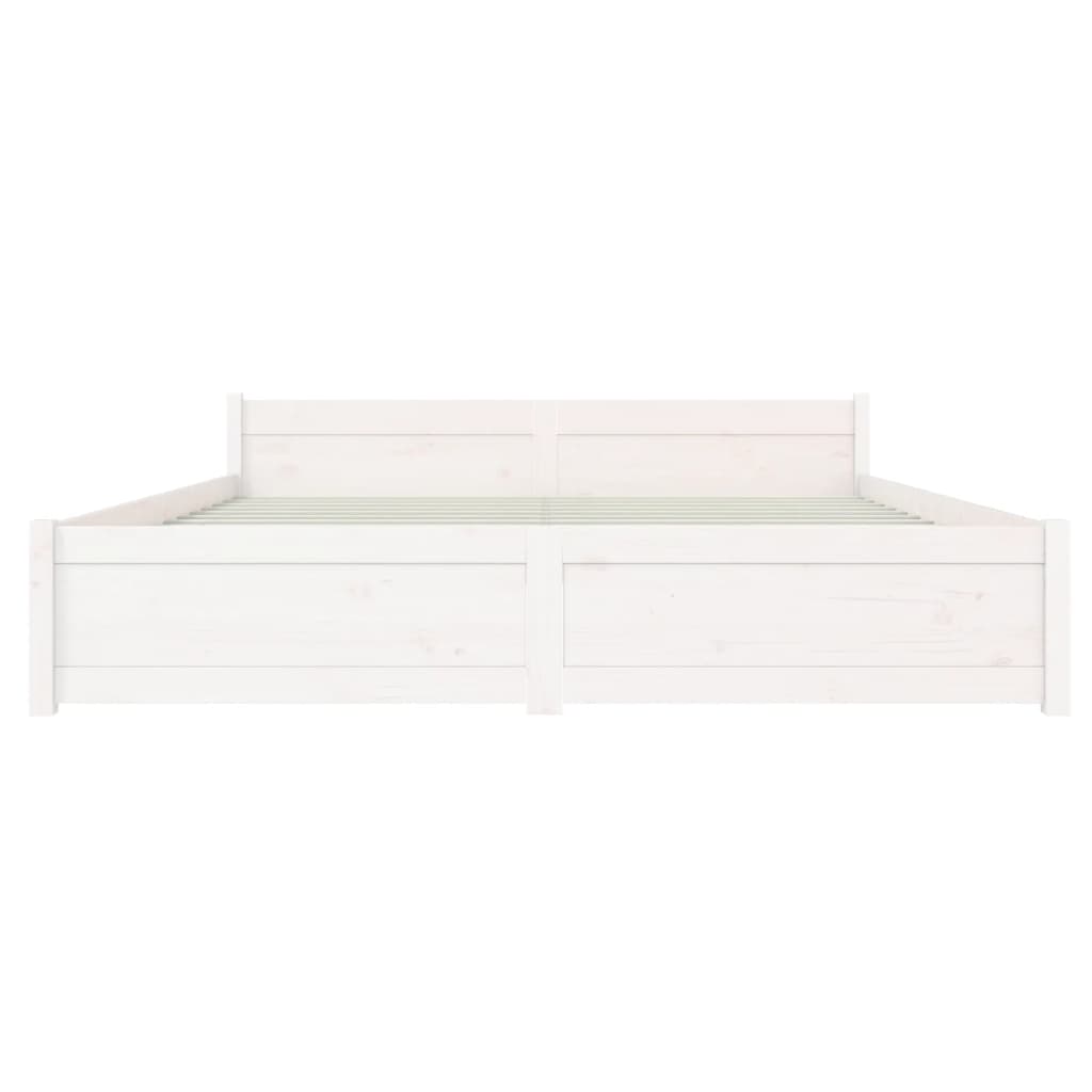 Bed Frame without Mattress White Solid Wood 150x200 cm King Size