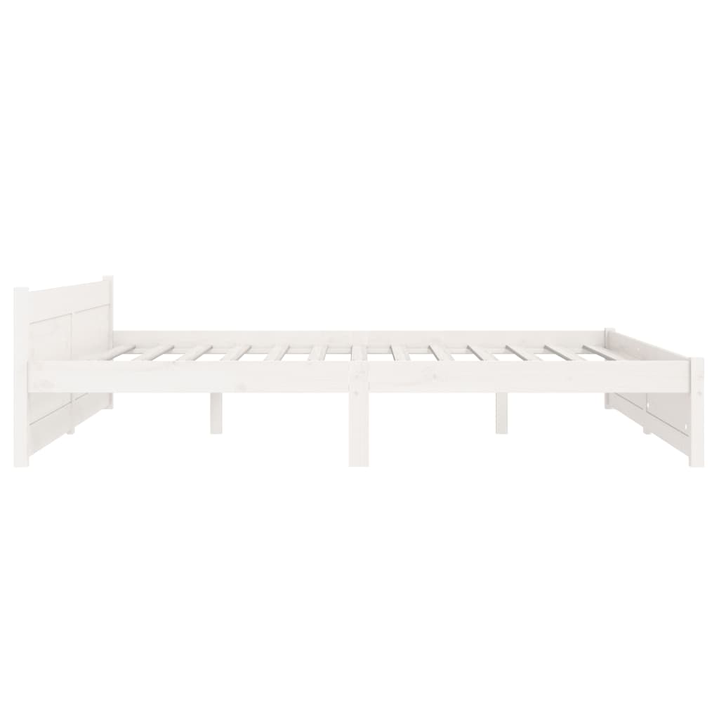 Bed Frame without Mattress White Solid Wood 150x200 cm King Size