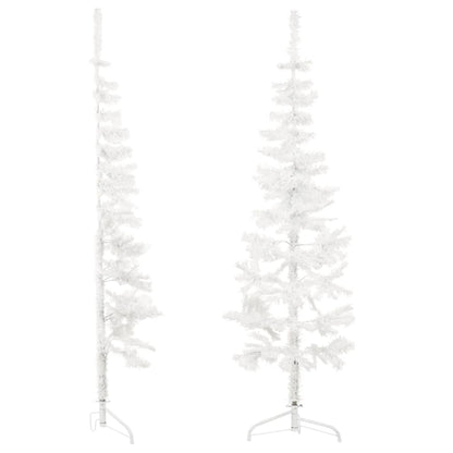 Slim Artificial Half Christmas Tree with Stand White 120 cm