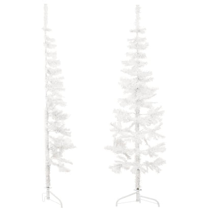 Slim Artificial Half Christmas Tree with Stand White 150 cm