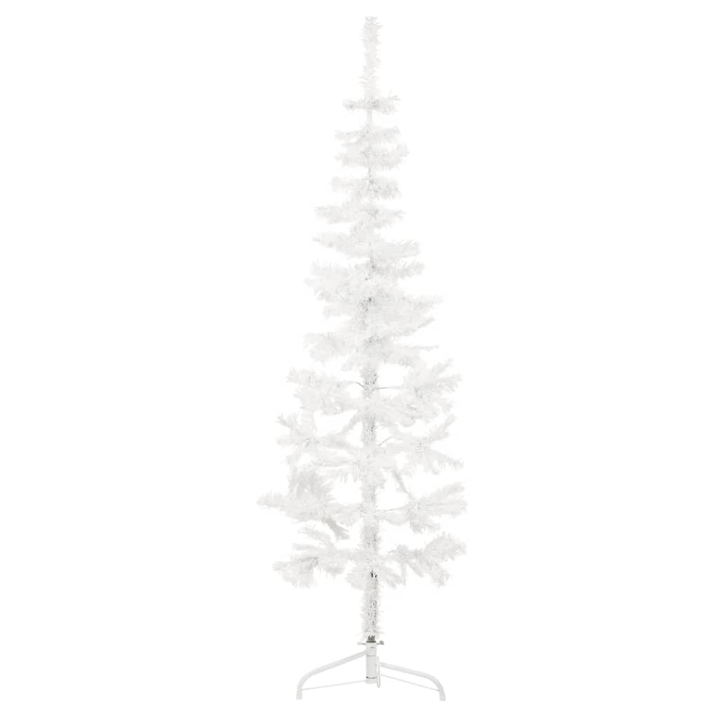 Slim Artificial Half Christmas Tree with Stand White 180 cm