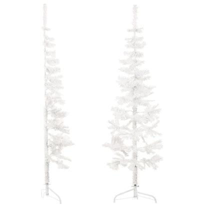 Slim Artificial Half Christmas Tree with Stand White 180 cm