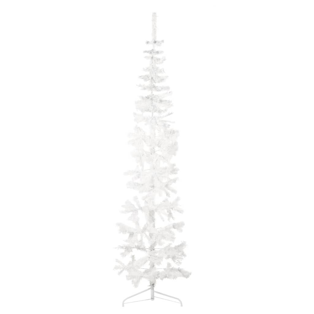 Slim Artificial Half Christmas Tree with Stand White 210 cm