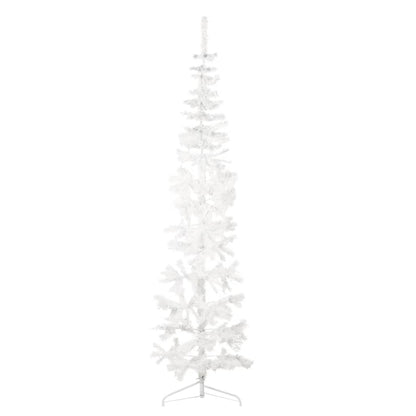 Slim Artificial Half Christmas Tree with Stand White 210 cm