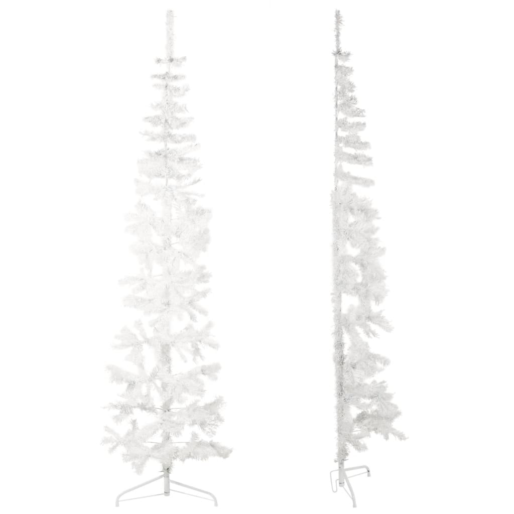 Slim Artificial Half Christmas Tree with Stand White 210 cm