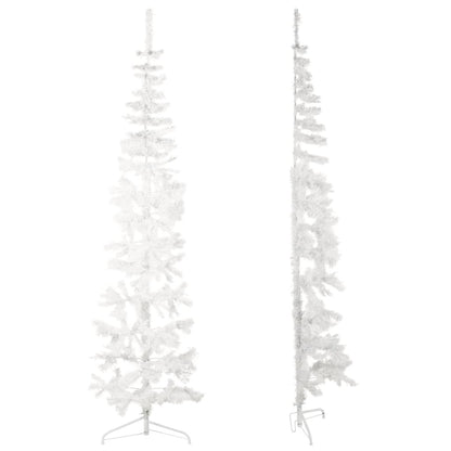 Slim Artificial Half Christmas Tree with Stand White 210 cm