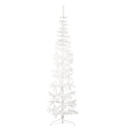 Slim Artificial Half Christmas Tree with Stand White 240 cm