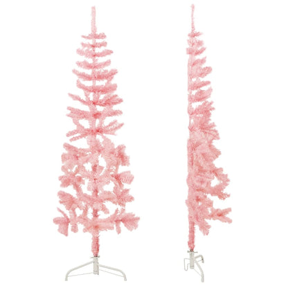 Slim Artificial Half Christmas Tree with Stand Pink 120 cm