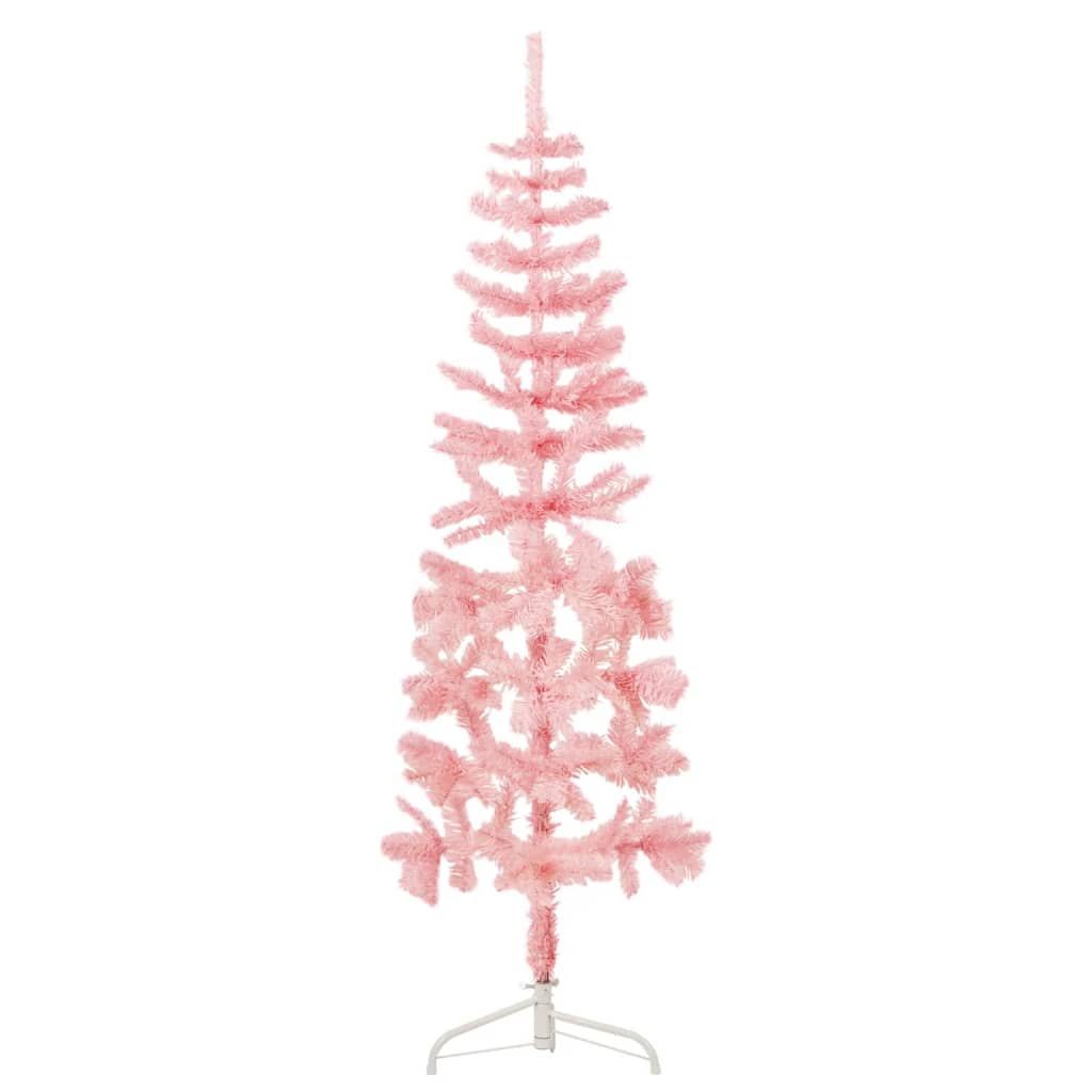 Slim Artificial Half Christmas Tree with Stand Pink 120 cm