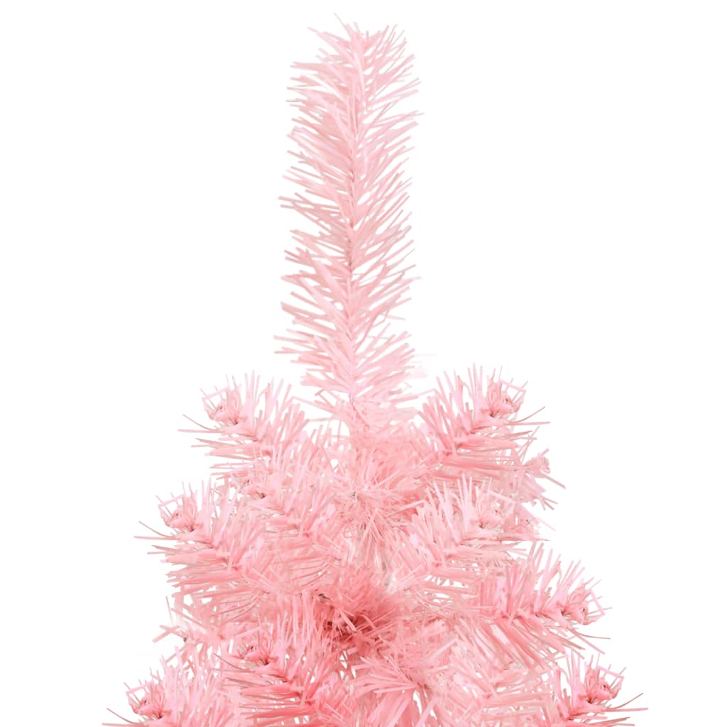 Slim Artificial Half Christmas Tree with Stand Pink 120 cm