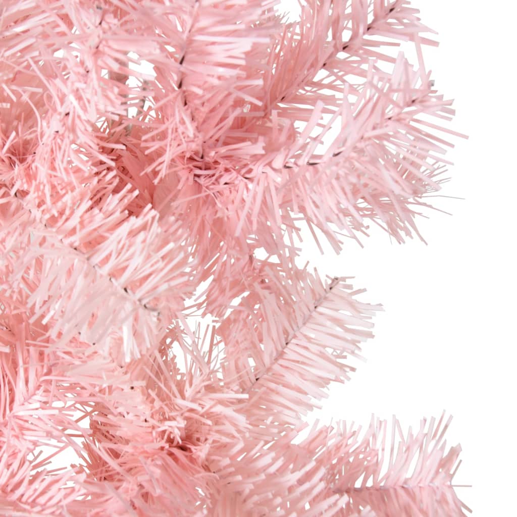 Slim Artificial Half Christmas Tree with Stand Pink 120 cm