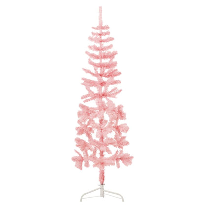 Slim Artificial Half Christmas Tree with Stand Pink 150 cm